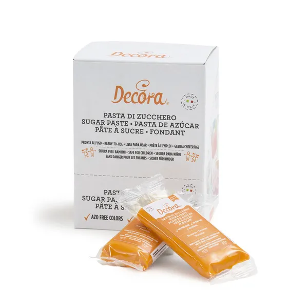 Pārtikas cukura mastika DECORA, oranža, 100g