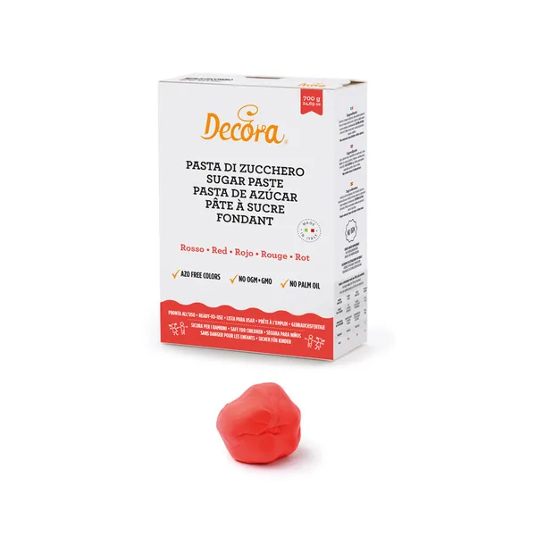 Pārtikas cukura mastika DECORA, sarkana, 700g