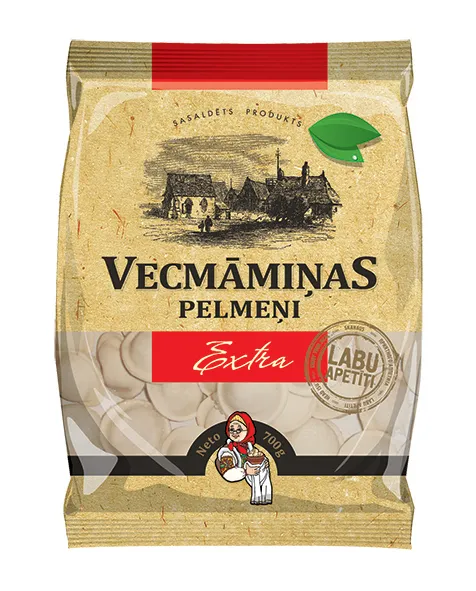 Pelmeņi Vecmāmiņas EXTRA 700g ''BEZ E'' (SATURN FORM)