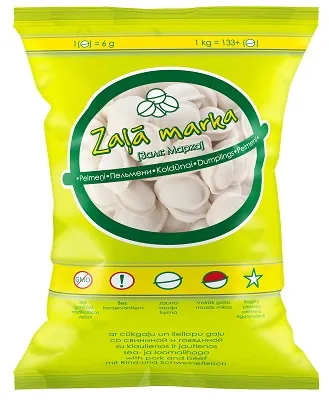 Pelmeņi ZAĻĀ MARKA ar cūkgaļu un liellopa gaļu 1kg