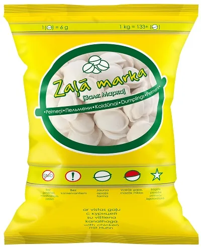 Pelmeņi "Zaļā Marka" ar vistas gaļu,  1kg