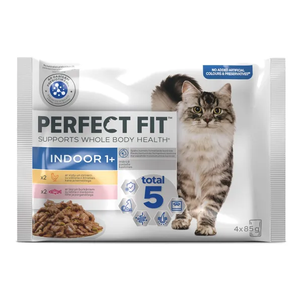 PERFECT FIT 4-paka ar vistu un zirnīšiem /ar lasi un burkāniem, 340g