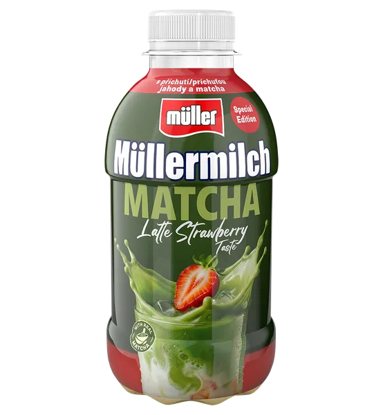Piena dzēriens Müllermilch Matcha Zemeņu 400g 1,4%
