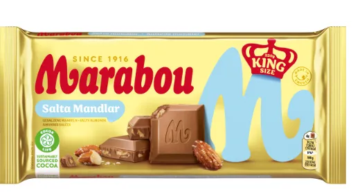 Piena šokolāde MARABOU ar sāļajām mandelēm, 220g