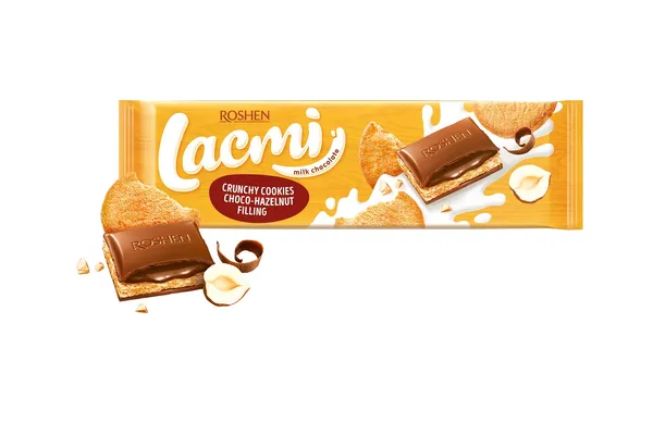 Šokolāde piena ar cepumiem un riekstu krēmu Lacmi 290g, Roshen