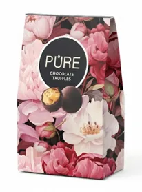 Piena šokolādes trifeles ar pildījumiem (karamele, beļģu cepums, kokosrieksts) "Pavasaris" 120g PURE