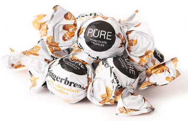 Piena šokolādes trifeles ar piparkūku garšas krēma pildījumu 1kg PURE