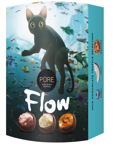 Piena šokolādes trifeļu izlase Straume - Kaķis PURE CHOCOLATE 108g
