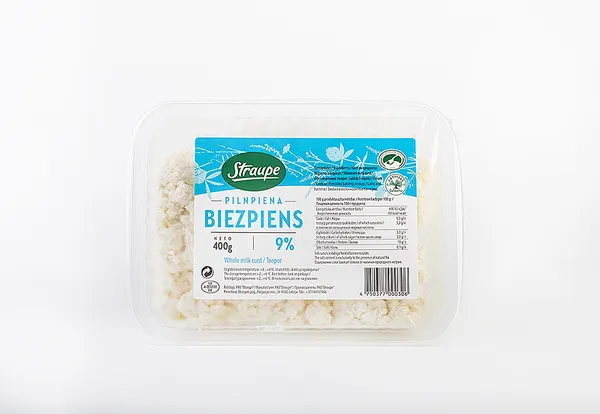 Pilnpiena biezpiens Straupe 9% 400g