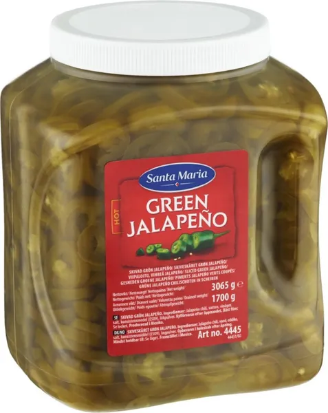 Pipari zaļie Halapenjo šķēlītēs 3.065kg/1.7kg, Santa Maria