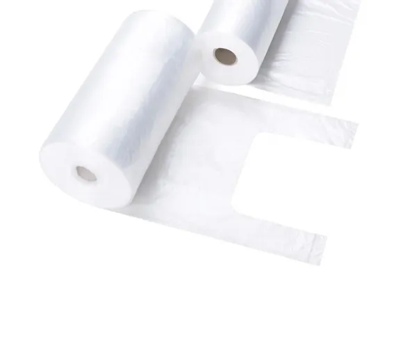 Plastmasas maisiņi ar rokturiem rullī, 24/5x45cm, 8mk, HDPE, 500gab