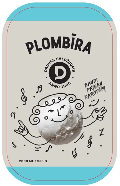 Plombīra saldējums 2l/950g (zaļā karotīte), DRUVA