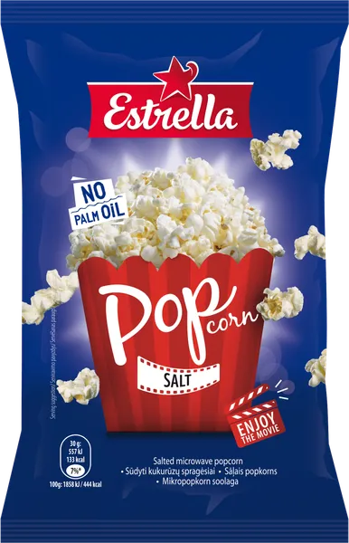 Popkorns ESTRELLA, ar sāli, 90g