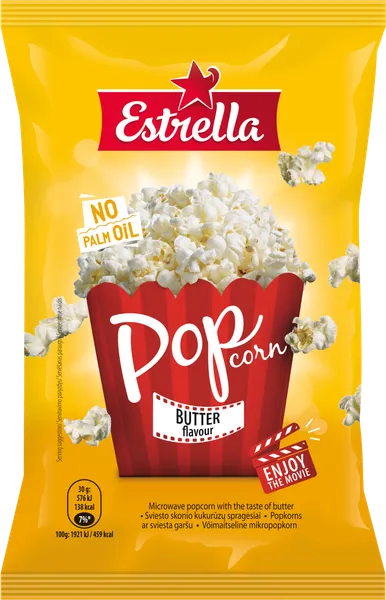 Popkorns ESTRELLA, ar sviesta garšu, 90g