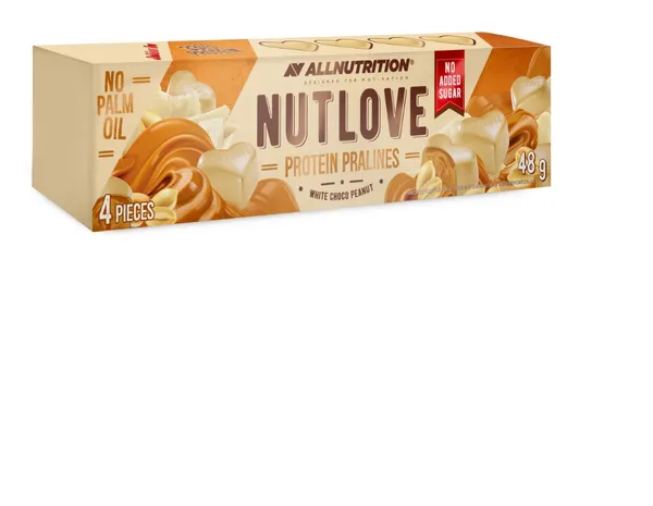 Proteīna baltās šokolādes konfektes NUT LOVE ALLNUTRITION ar riekstu pildījumu, 48g