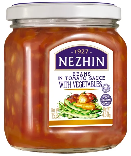 Pupiņas ar dārzeņiem tomātu mērcē NIZHYN , 450g