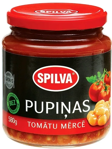 Pupiņas Spilva tomātu mērcē 0.58l