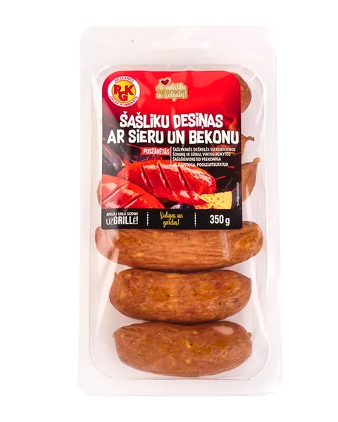 Pusžāvētas desiņas RGK, ar sieru un bekonu, 350g
