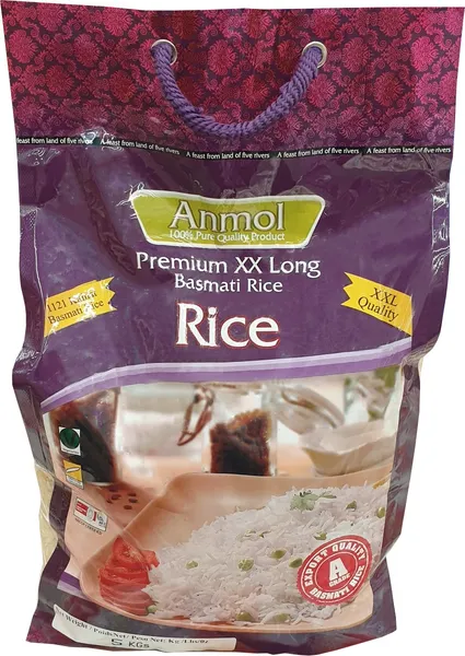 Rīsi Basmati ANMOL ar tvaiku apstrādāti, extra long, 5kg