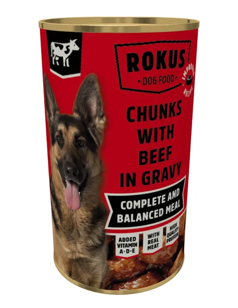 Rokus ar liellopu gaļu suņiem beef 1240g