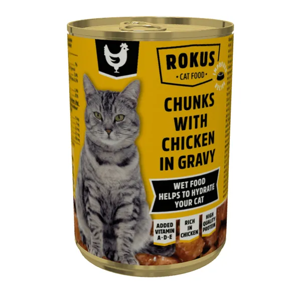 Rokus ar vistas gaļu kaķiem chicken 415g