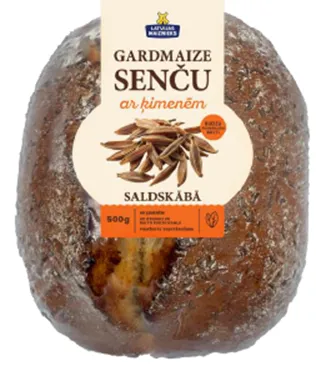 Rudzu un kviešu miltu maize ar ieraugu un ķimenēm GARDMAIZE, 500g