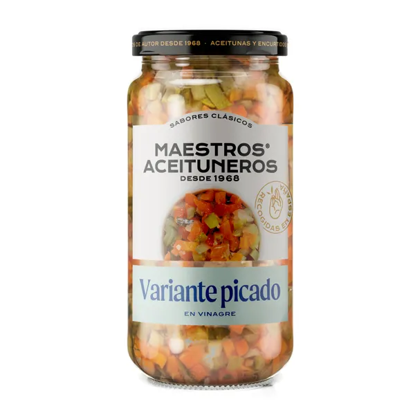 Sagrieztu dārzeņu maisījums etiķī MAESTROS ACEITUNEROS, 345g/200g