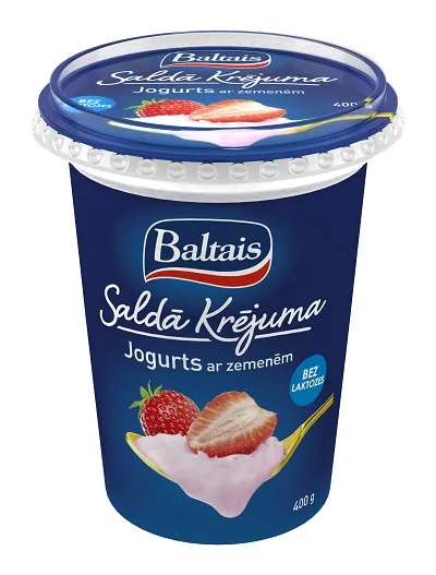 Baltais Saldā krējuma jogurts ar zemenēm, 400g