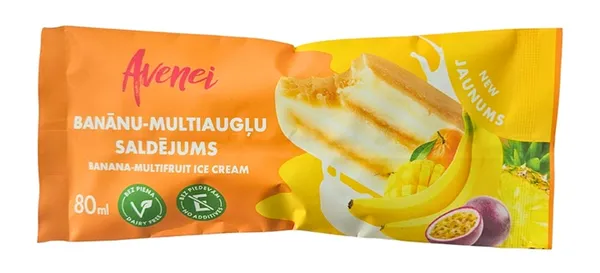Saldējums Avenei banānu-multiaugļu 82ml/80g