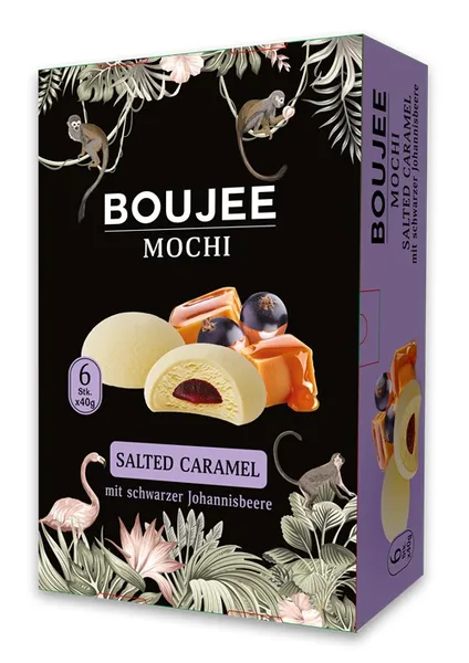 Saldējums BOUJEE Mochi Sāļās karameles ar upeņu pildījumu, 6 x 40 g