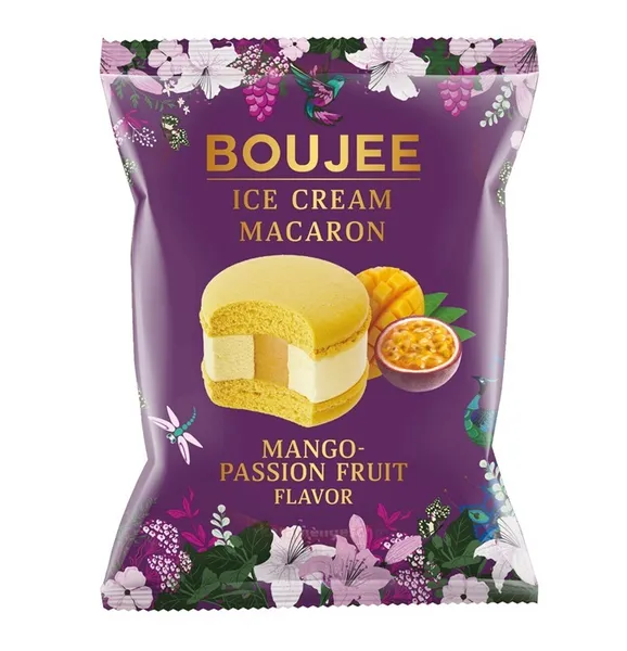 Saldējums Makarūns BOUJEE ar Mango saldējumu un marakujas pildījumu, 60g