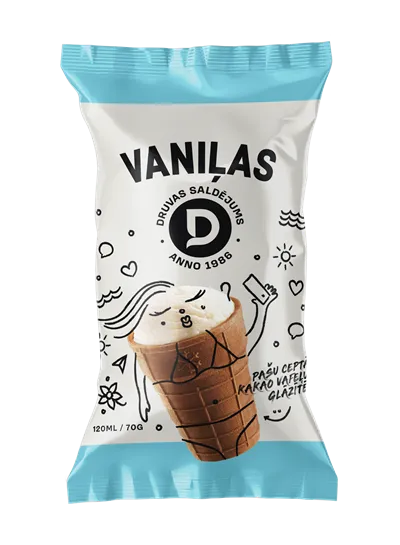 Saldējums vaniļas-kakao glāzītē DRUVA 70g