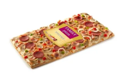 Saldēta pica FAMILY, ar kūpinātu salami, šķiņķi un sēnēm, 1kg