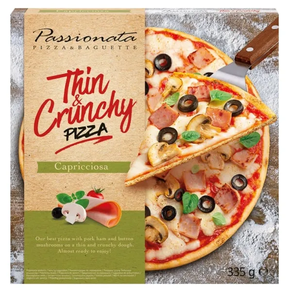 Saldēta pica PASSIONATA Capricciosa ar šķiņķi, sieru un sēnēm, 335g
