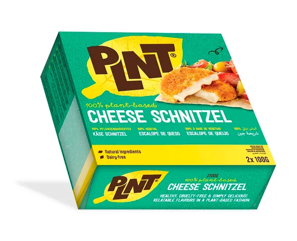 Saldēta vegāniskā  šnicele uz augu bāzes PLNT CHEESE SCHNITZEL, 200g