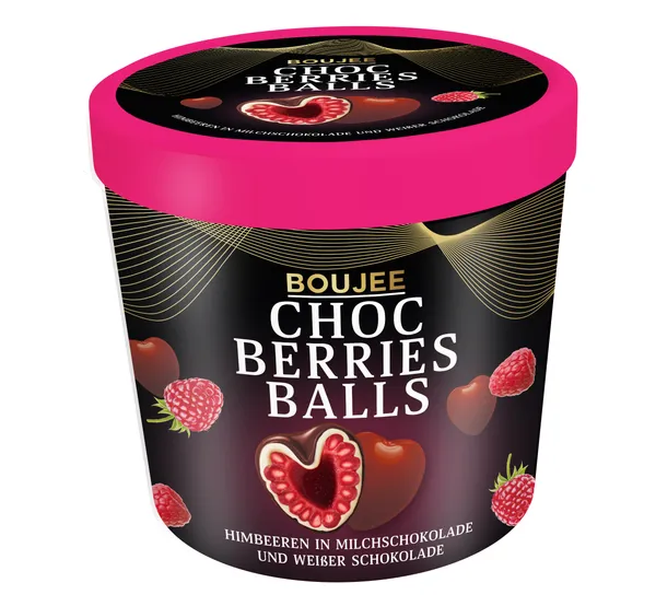 Saldētas avenes piena un baltajā šokolādē BOUJEE 140g