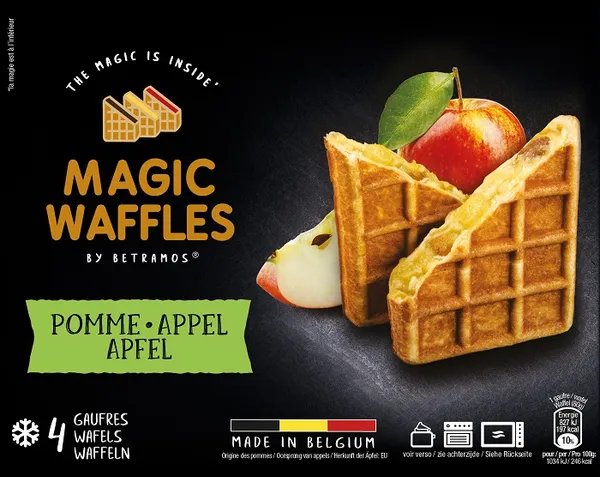 Saldētas beļģu vafeles MAGIC WAFFLES ābolu pildījumu, 4 x 80g