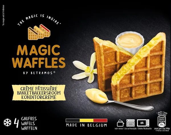 Saldētas beļģu vafeles MAGIC WAFFLES ar olu krēma pildījumu, 4 x 80g