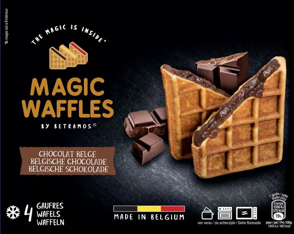 Saldētas beļģu vafeles MAGIC WAFFLES ar šokolādes pildījumu, 4 x 80g