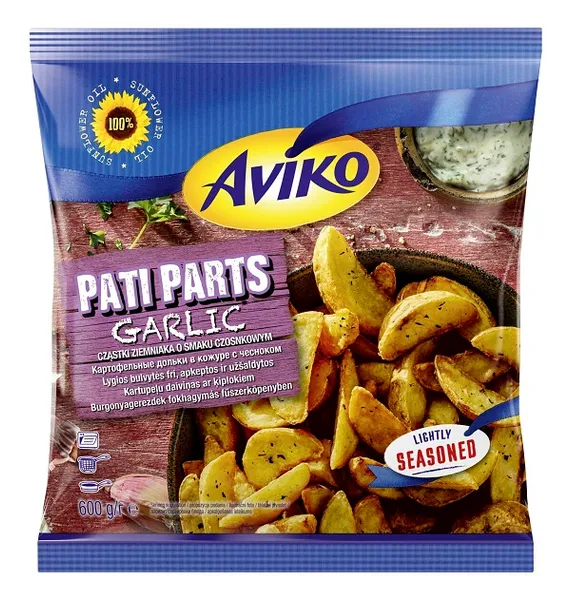 Kartupeļu daiviņas saldētas Pati Parts ar ķiplokiem 600g, Aviko