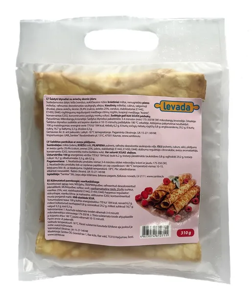 Saldētas pankūkas LEVADA ar aveņu pildījumu, 52g x 6gab