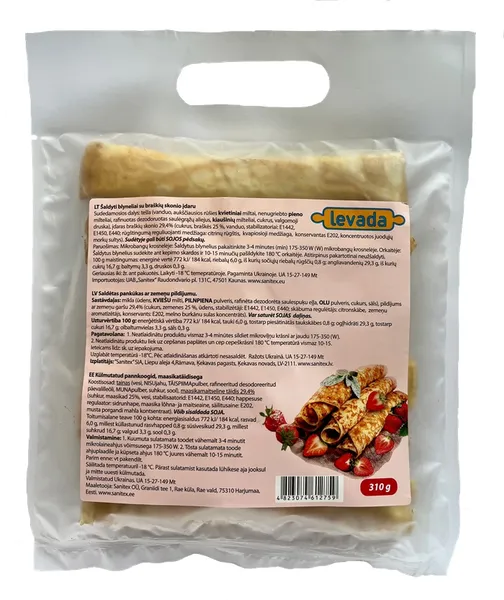 Saldētas pankūkas LEVADA ar zemenēm, 52g x 6gab