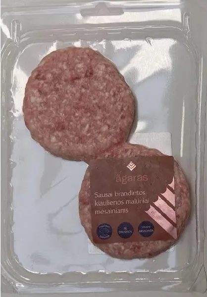 Saldētas sausi izturētas cūkgaļas burgera kotletes AGARAS, 2gab x 125g