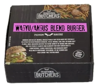 Saldētas Wagyu Angus liellopa burgera kotletes TRADITIONAL BUTCHERS, 2 gab x 125g