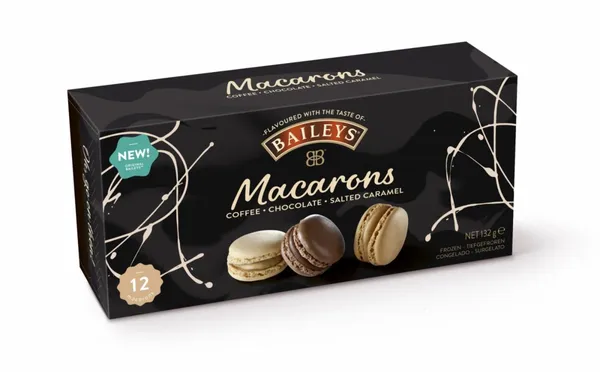 Saldēti cepumi Macaroons BAILEYS, šokolādes, kafijas un karameļeu garšas, 12gab, 132g