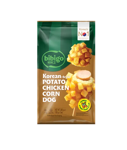 Saldēti "Corn Dog" korejiešu stilā BIBIGO, ar kartupeļiem un vistas gaļu, 200g
