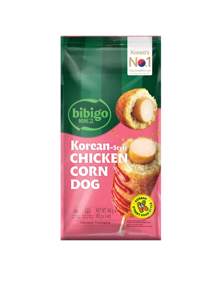 Saldēti "Corn Dog" korejiešu stilā BIBIGO, vistas gaļu, 160g