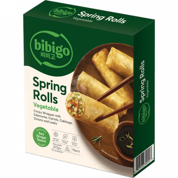 Saldēti dārzeņu rullīši BIBIGO Spring Rolls, ar soju un ingveru, 277g
