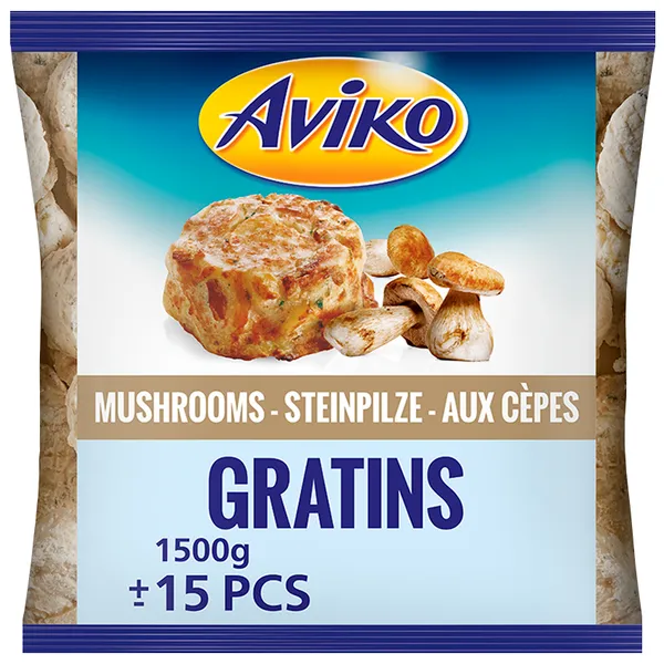 Saldēti gratēni Gratins Mushrooms ar baravikām  Aviko, 1.5kg
