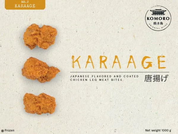 Saldēti marinēti cāļu šķiņķa gabaliņi panējumā KOMORO Karaage, Japāņu gaumē, 1kg